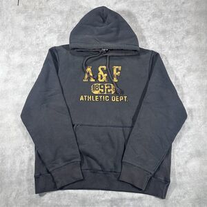 Vintage Abercrombie & Fitch Athletic Dept Faded Black Hoodie Sweatshirt Size L